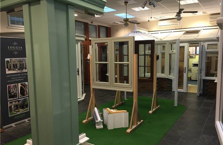 windows on display in showroom